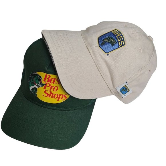 Bass Pro Shop Other - Bass Pro Shop Hat Lot of 2 Blue Embroidered Cotton Strapback Green Trucker Snap